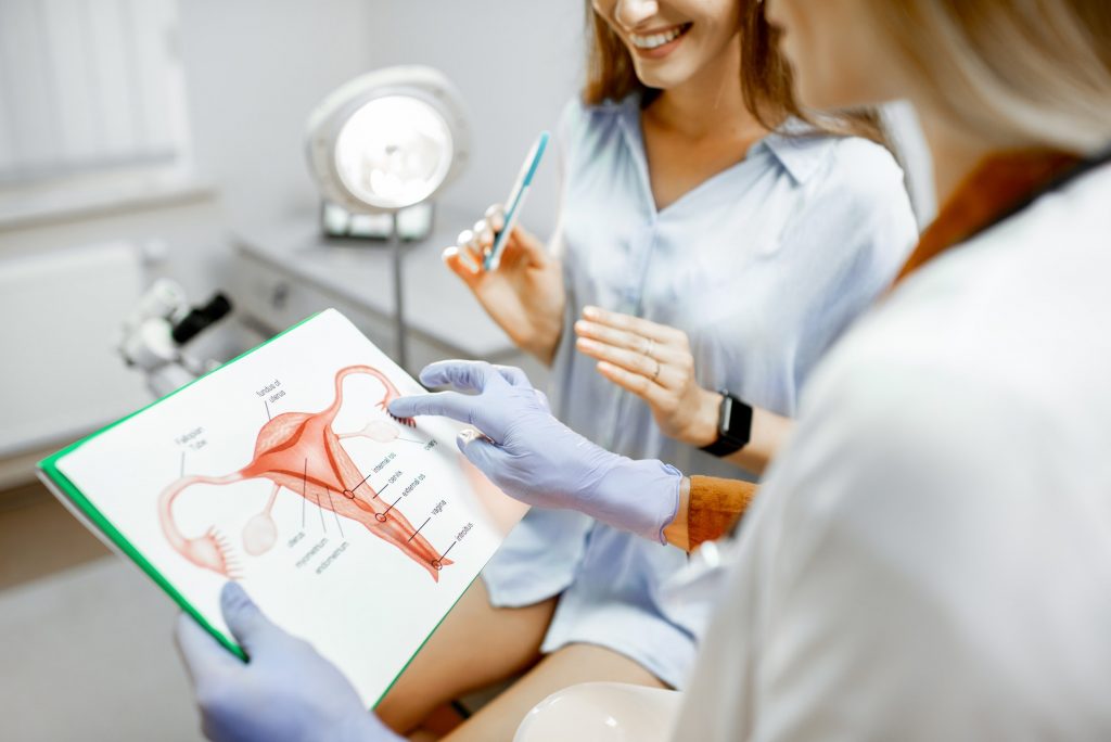 Gynecologist with female patient in the office